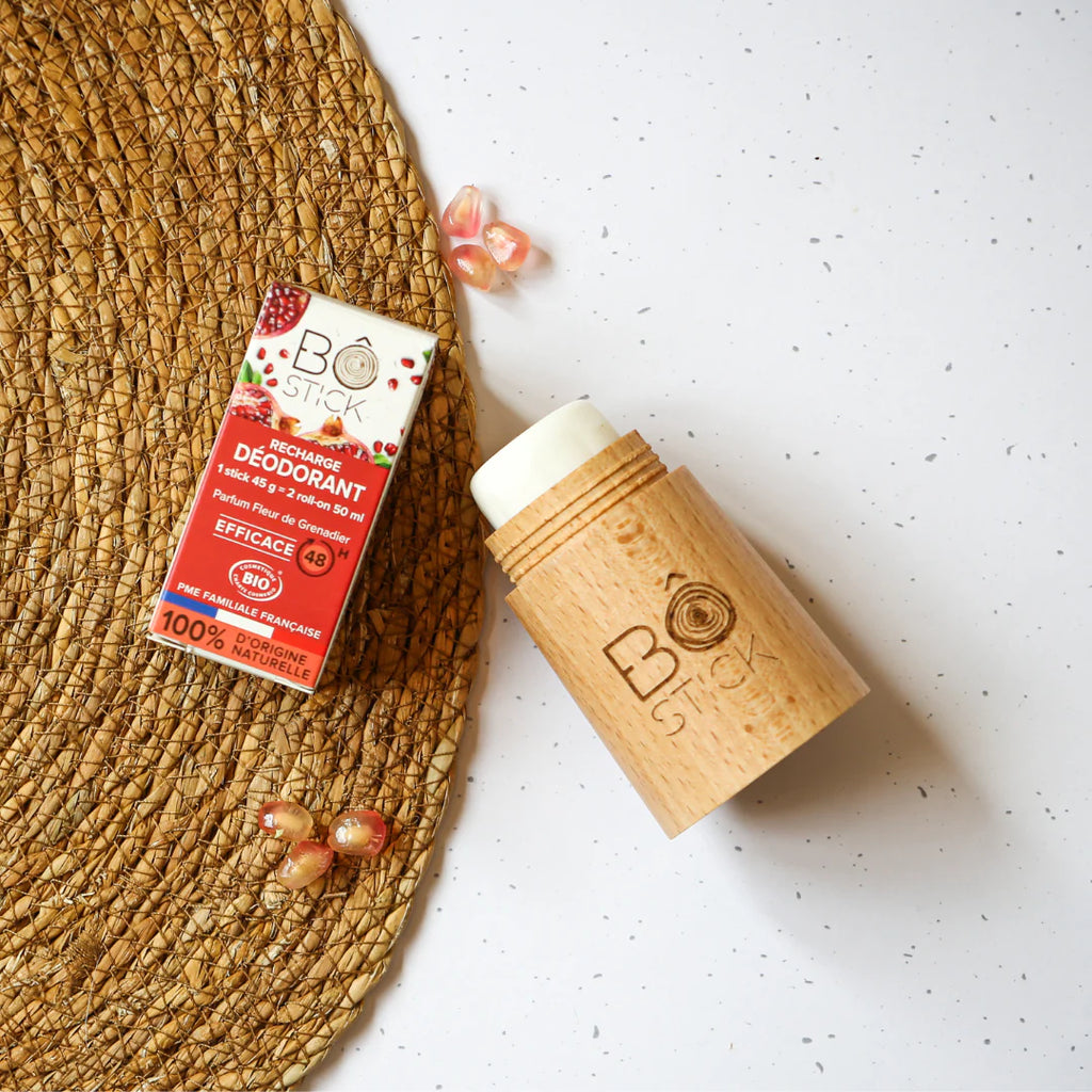 BÔ-STICK Nouvelle formule - Duo applicateur en bois et déodorant solide "fleur de grenadier"