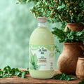 bouteille de gel douche tonique a la menthe verte, flacon en verre renforcé réutilisable