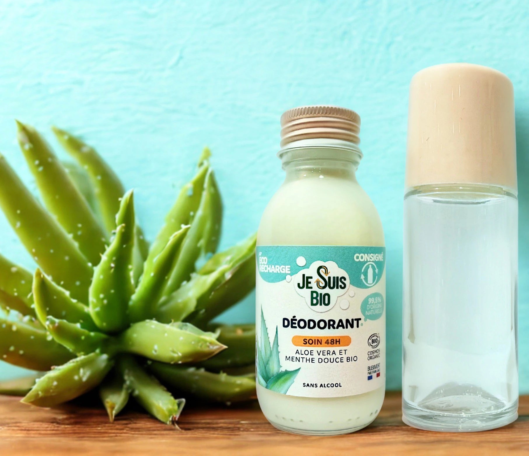Kit JE SUIS BIO Ecorecharge déodorant aloe menthe 100ml Cosmos Organic + Roll-on 50ml