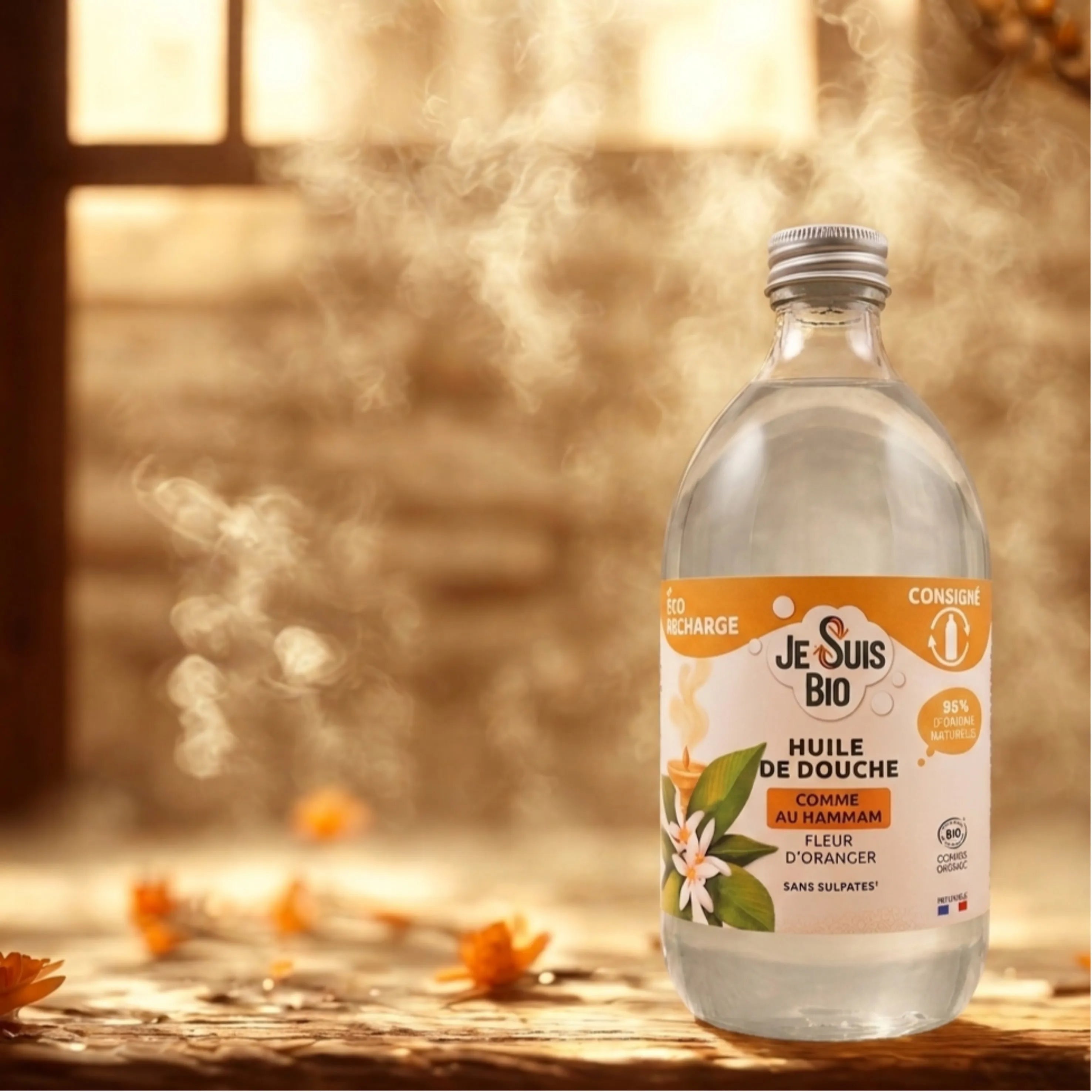 JE SUIS BIO Ecorecharge Huile de douche Comme au Hammam Fleur d'Oranger 500ml Cosmos Organic