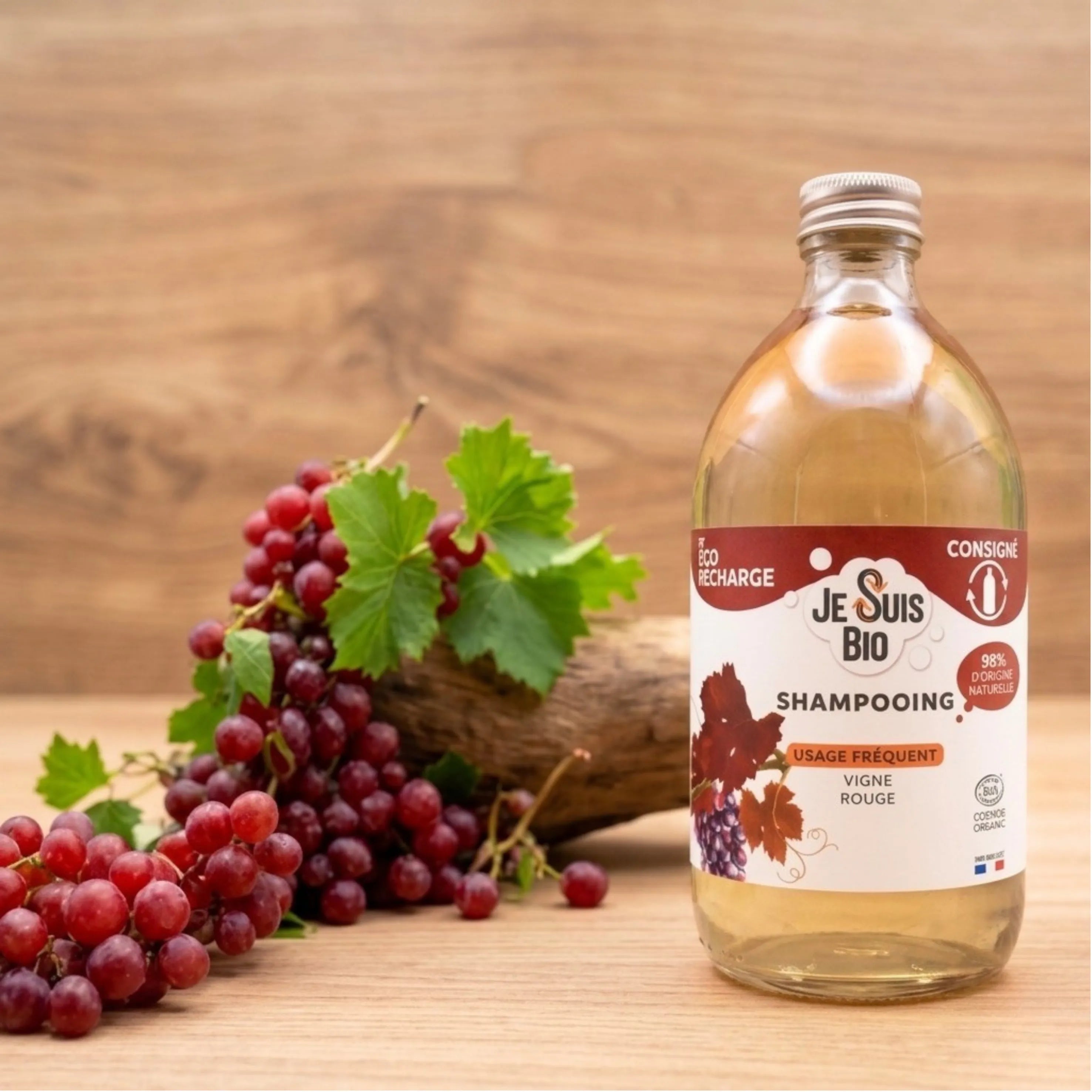 JE SUIS BIO Ecorecharge Shampooing Usage Fréquent Vigne Rouge 500ml Cosmos Organic